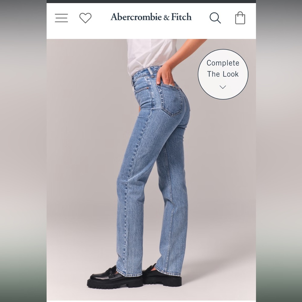 Abercrombie and Fitch, ultra high rise 90’s straight jeans, 26 extra short
